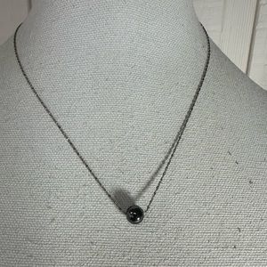 Minimalist single hematite bead necklace 18KGP